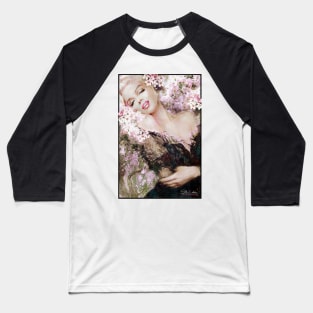 Marilyn Cherry Blossoms Pink Bright Baseball T-Shirt